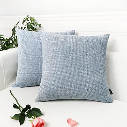 Booque Valley Pack of 2 Rough Chenille Pillow Covers，Thick Texture Solid Rustic Farmhouse Cushion Co | Amazon (US)