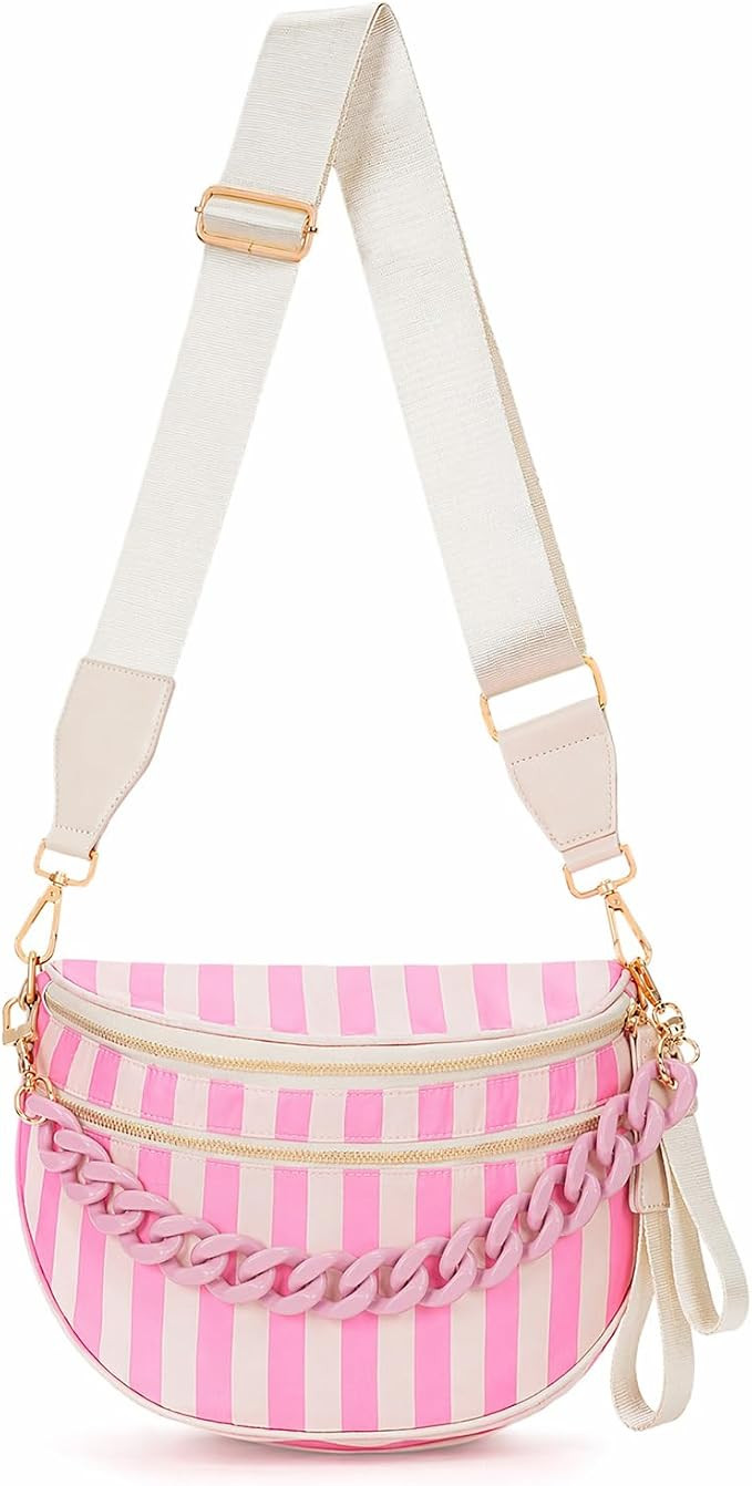 hibear Checkered Crossbody Bag Spacious Bum Bags for Women Nylon Crossbody Fanny Packs Checkered ... | Amazon (US)