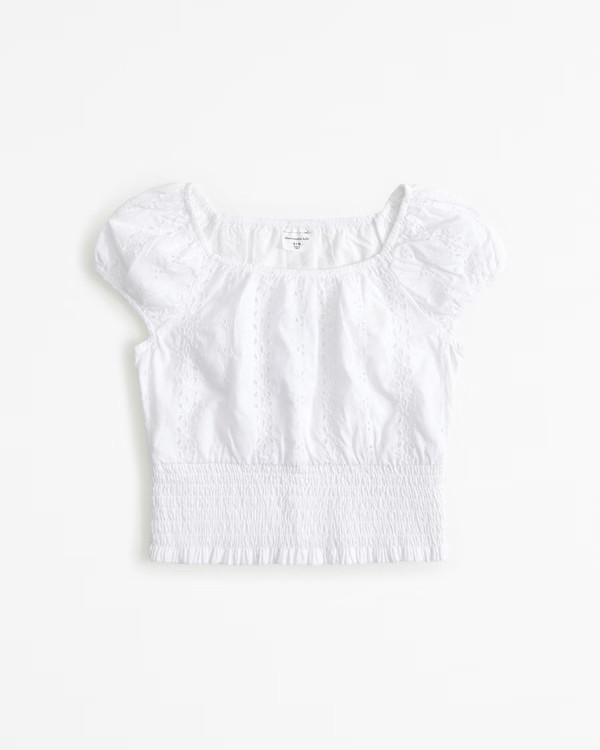 eyelet smocked waist set top | Abercrombie & Fitch (US)