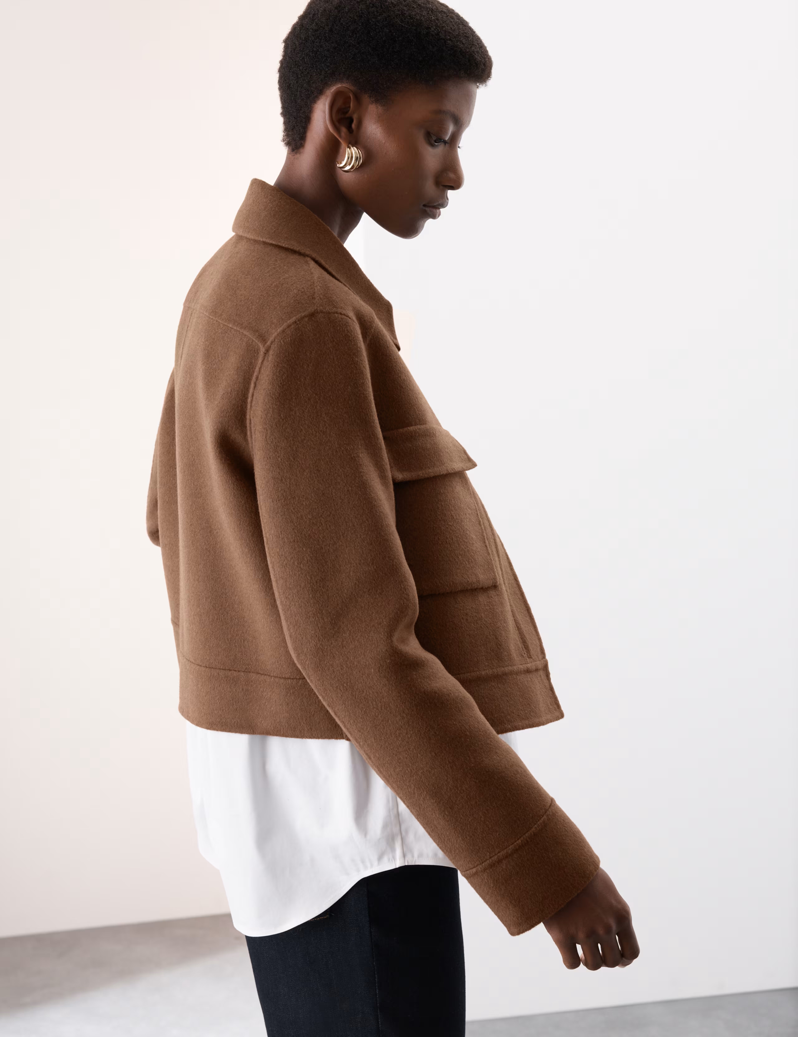 Wool Blend Collared Cropped Utility Jacket | Marks & Spencer (UK)