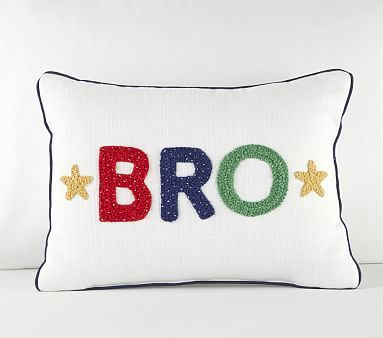Bro Throw Pillow, 12X16, White | Pottery Barn Kids