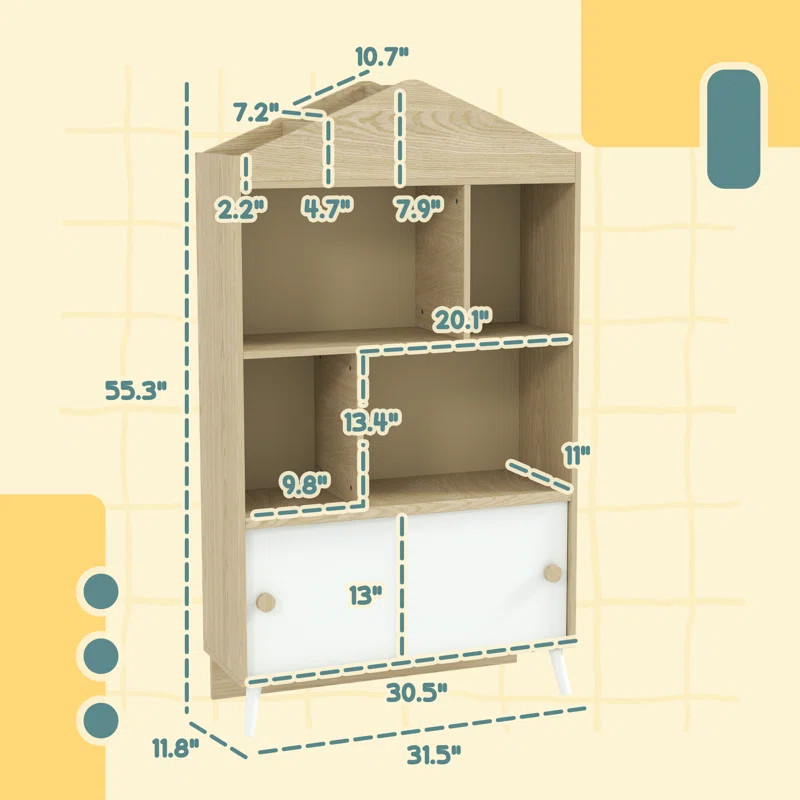 Qaba Kids Bookshelf and Toy Storage, 4-Cubby Children's Toy Shelf, Montessori Bookcase with Top S... | Wayfair North America