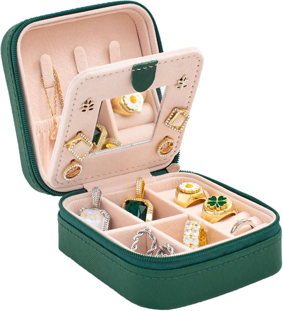 KElofoN Travel Jewelry Case and Organizer with Mirror - Gift for Women and Girls | Amazon (US)