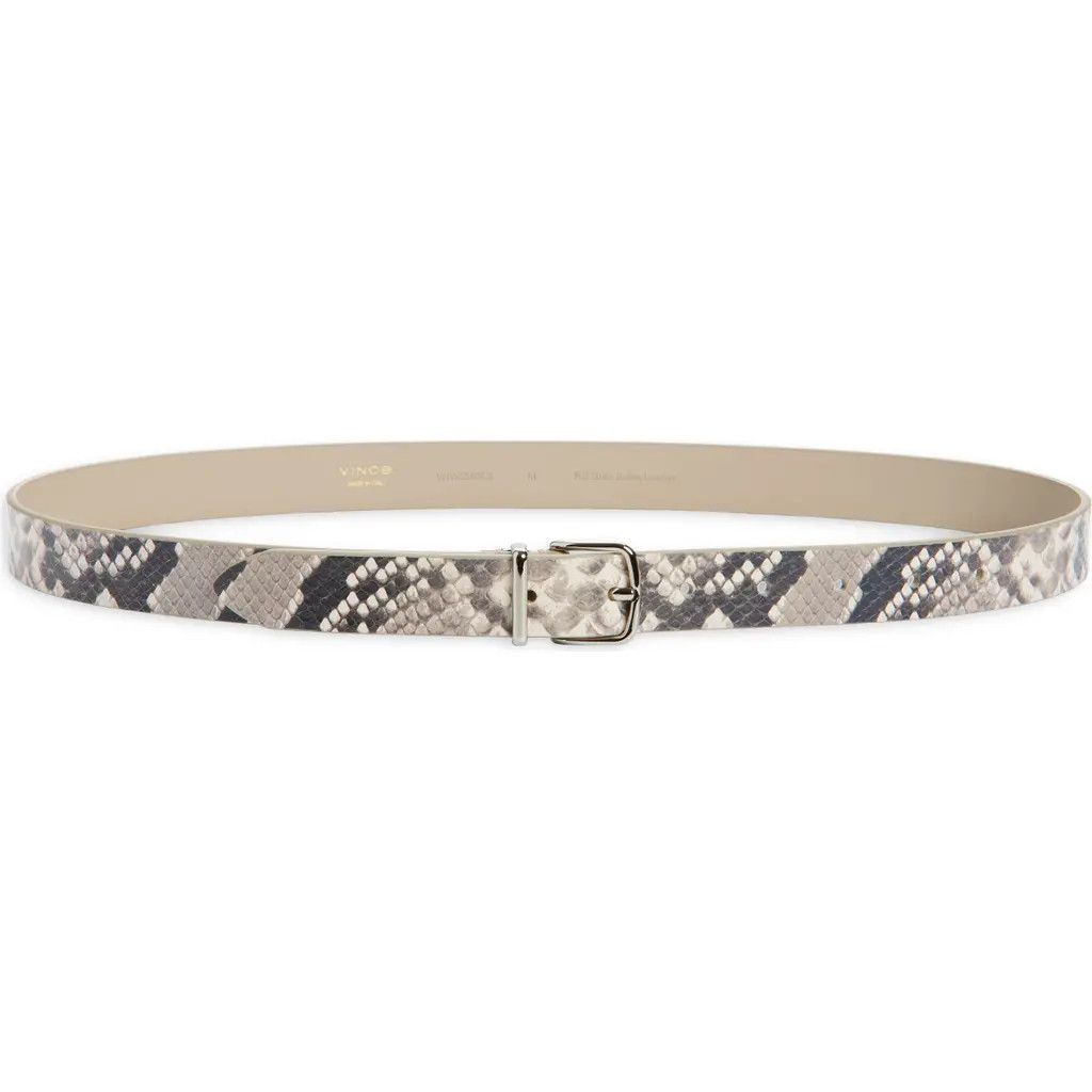 Vince Snake Embossed Leather Belt in Natural Grey at Nordstrom Rack, Size Medium | Nordstrom Rack
