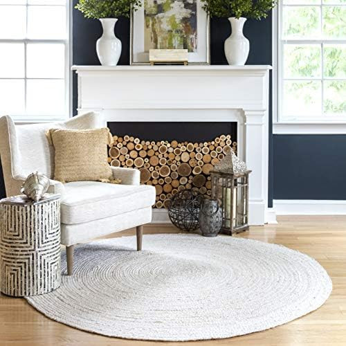 nuLOOM Rigo Hand Woven Farmhouse Jute Area Rug, 6' Round, Off-white | Amazon (US)