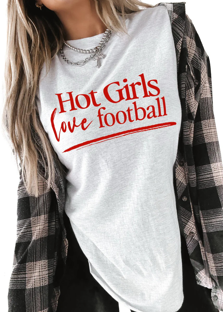 HOT GIRLS LOVE FOOTBALL SIDE SLIT TEE | Pebby Forevee