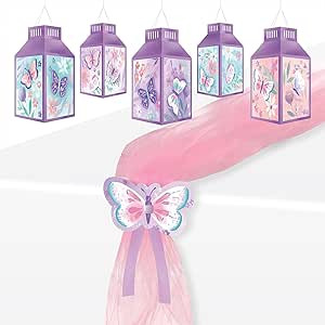 Butterfly Party Flutter Floral Table Runner Decoration Kit and Paper Lanterns Set | Amazon (US)