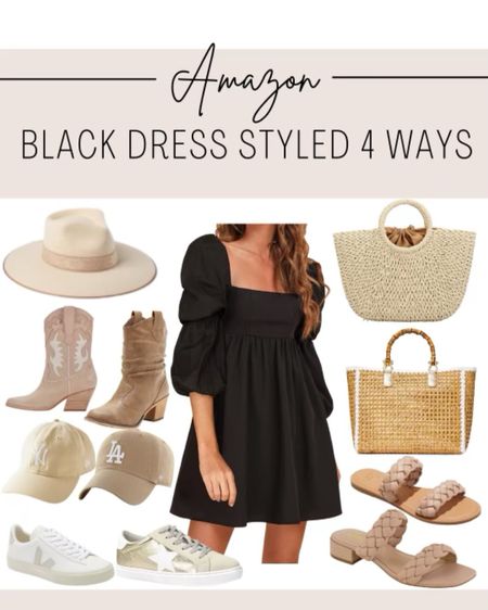 The collage version of my Amazon black dress styled 4 ways! 

#littleblackdress

#LTKstyletip