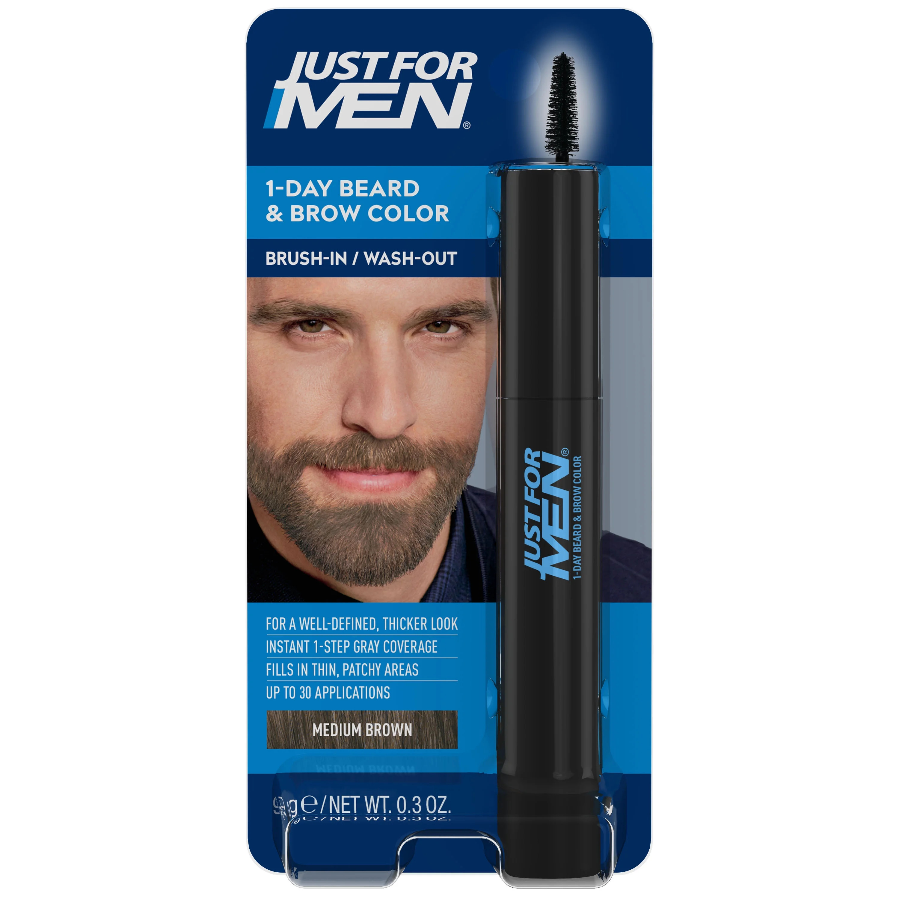 Just For Men 1-Day Beard & Brow Color, Temporary Dye for Beard and Eyebrows, Up to 30 Application... | Walmart (US)