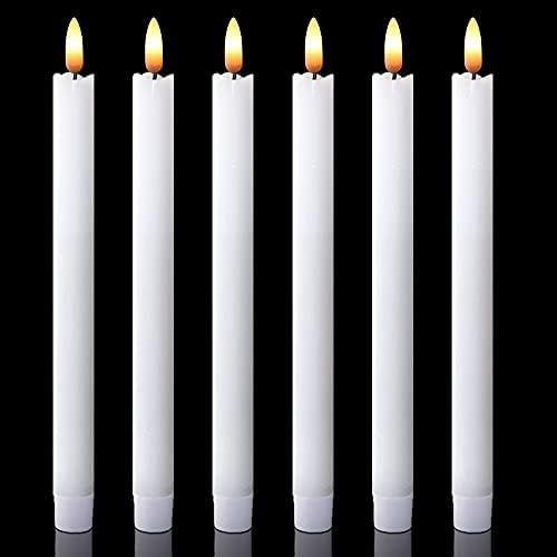 Amazon.com: Wondise White Flameless Taper Candles with Timer, 6 Pack Battery Operated LED Flicker... | Amazon (US)