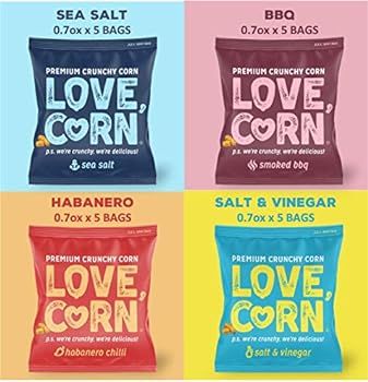 LOVE CORN: Variety Pack 5 x Sea Salt, 5 x BBQ, 5 x Habanero, 5 x Salt & Vinegar | Crunchy Corn - ... | Amazon (US)
