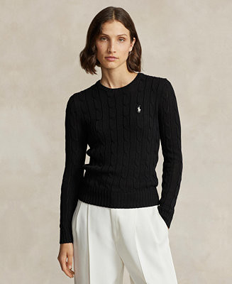 Women's Cable-Knit Cotton Crewneck Sweater | Macy's
