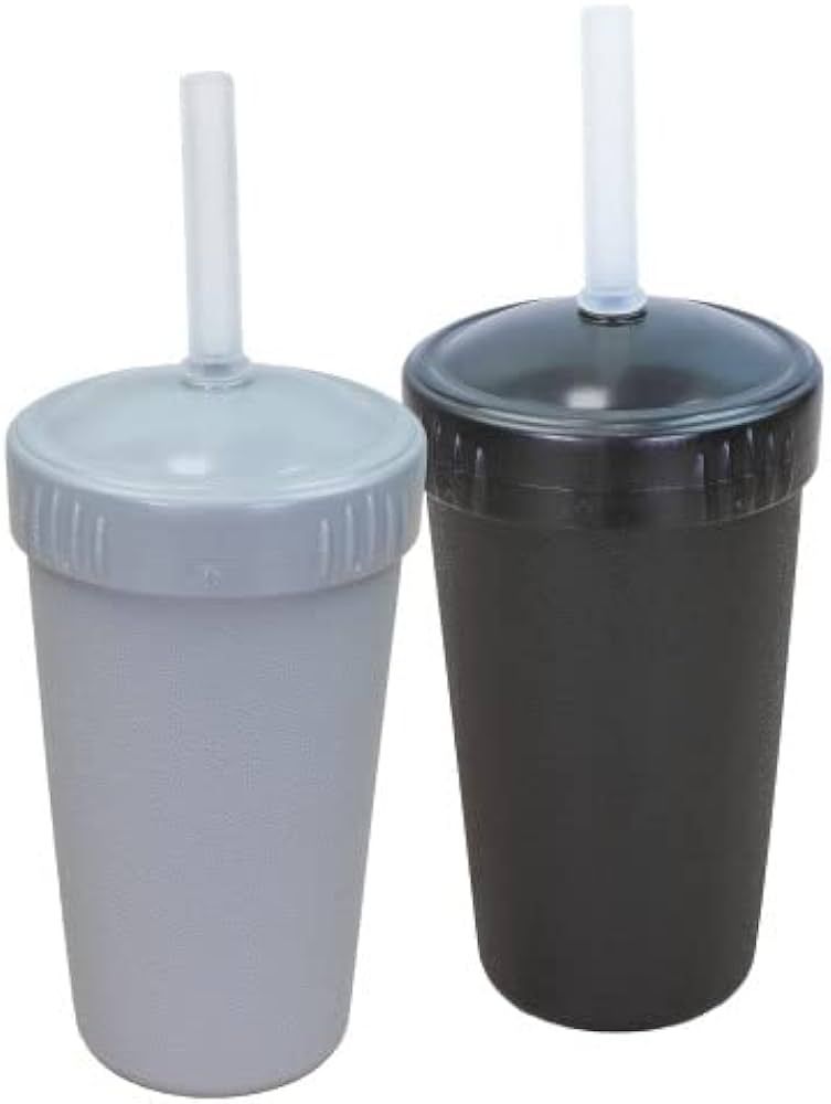 Re Play Made in USA 2 Pack Straw Cups for Toddlers, 10 Oz. - Reusable Kids Cups with Straws and L... | Amazon (US)