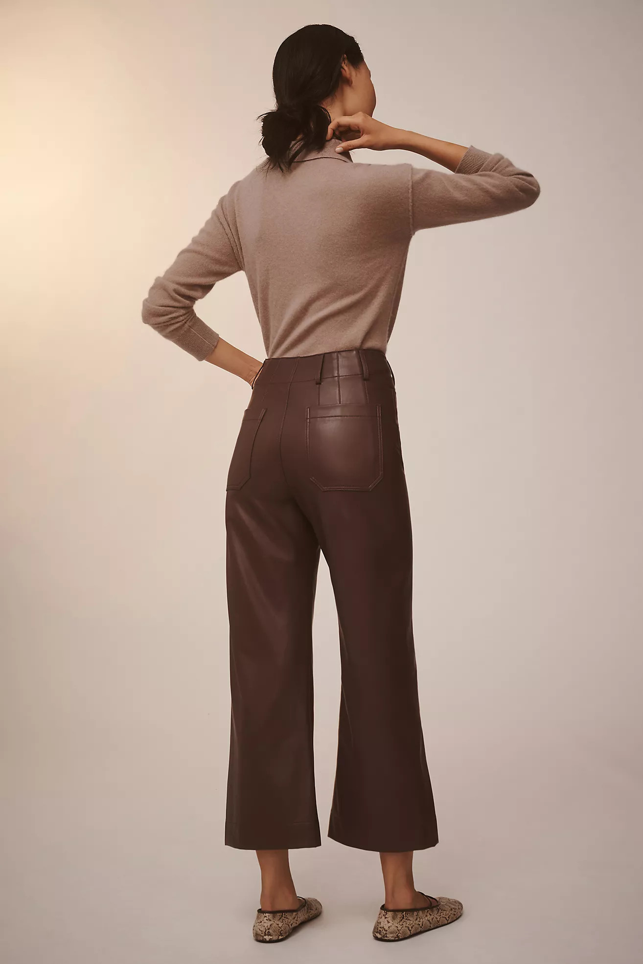 The Colette Cropped Wide-Leg Pants by Maeve: Faux Leather Edition | Anthropologie (US)