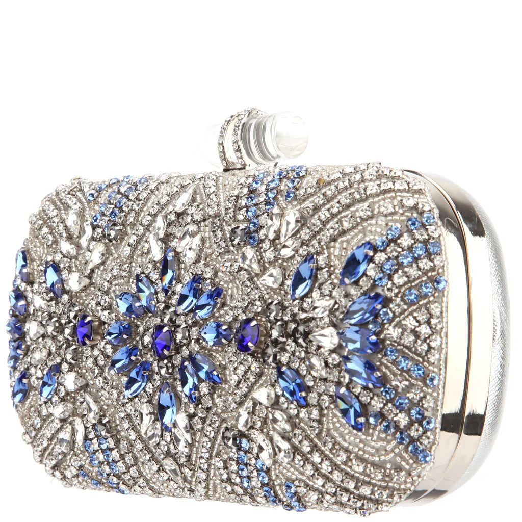 GELSEY-SILVER CRYSTAL EMBELLISHED MINAUDIERE | Nina Shoes