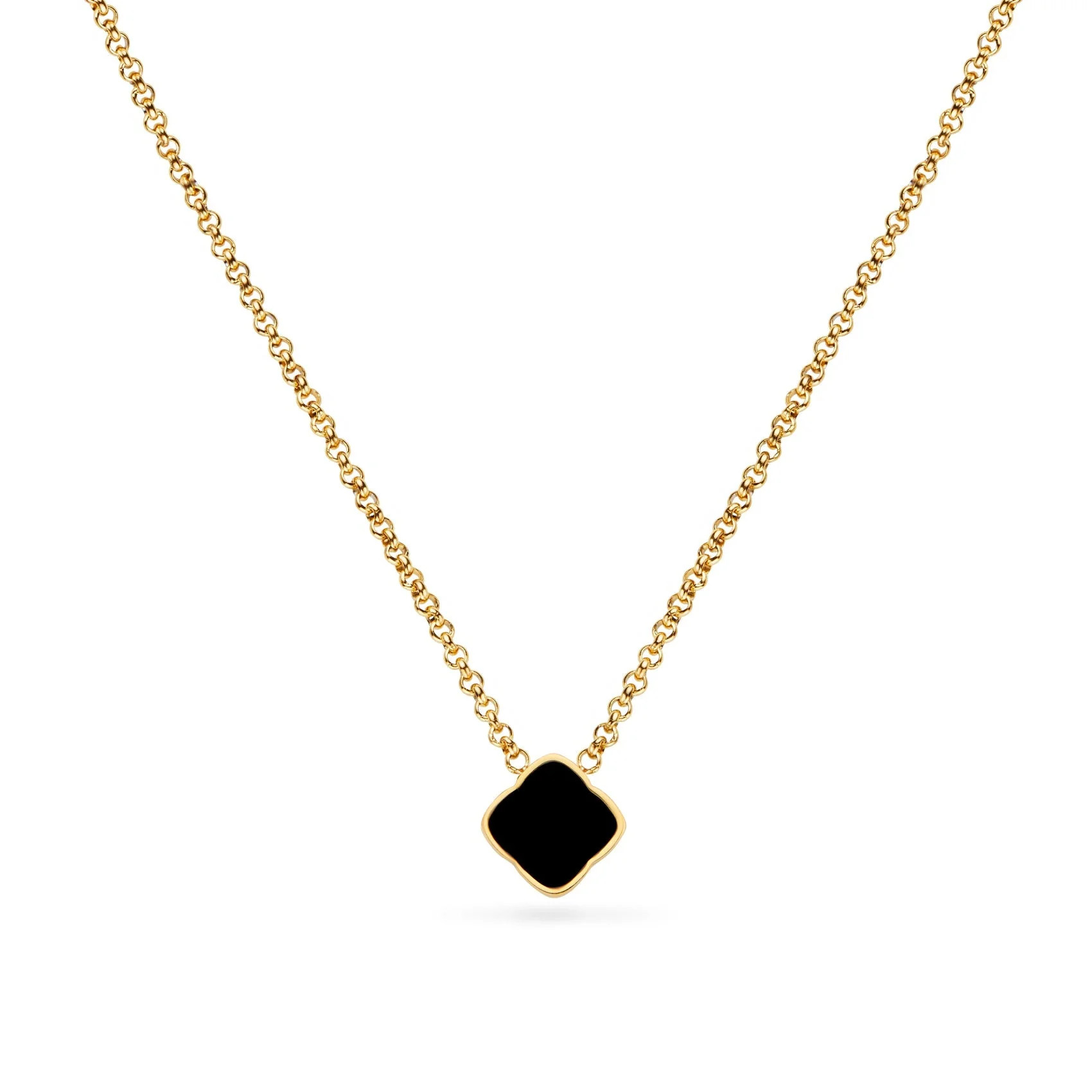 Black Enamel Clover Necklace (Gold) | Abbott Lyon