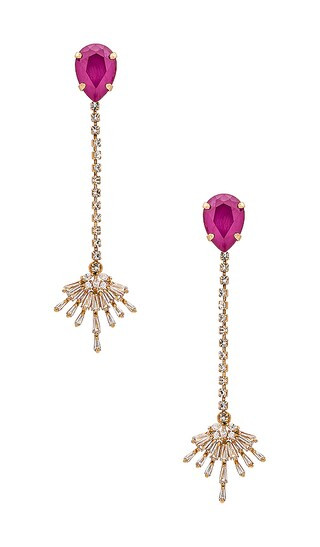 Fan Drop Earrings in Pink, Crystal & Gold | Revolve Clothing (Global)