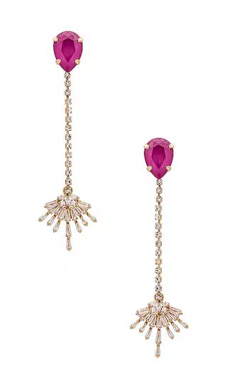 Fan Drop Earrings in Pink, Crystal & Gold | Revolve Clothing (Global)