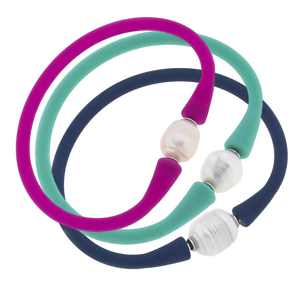 Bali Freshwater Pearl Silicone Tropical Bracelet Set of 3 | CANVAS