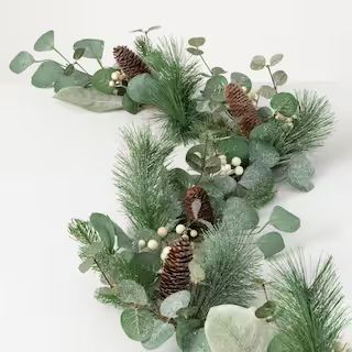 SULLIVANS 72"Artificial Green Frosted Pine Berry Garland GD1444 - The Home Depot | The Home Depot