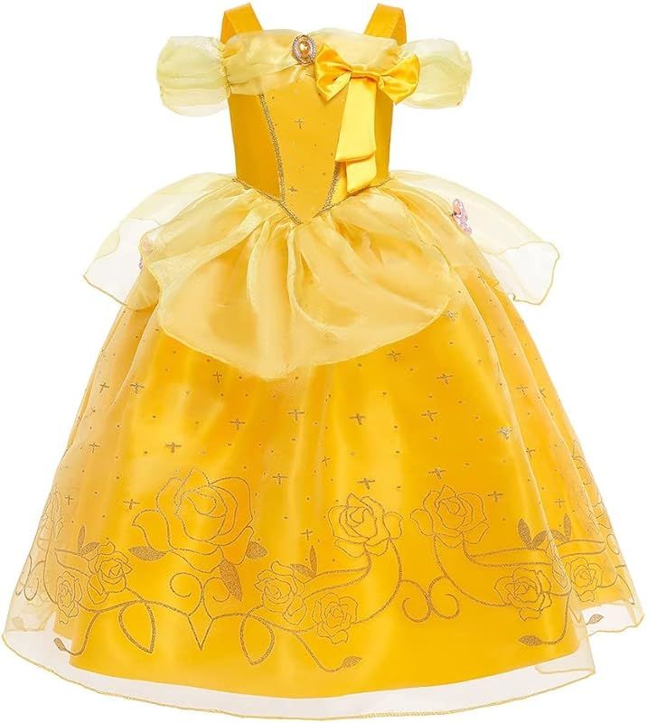 HOIZOSG Belle Princess Dress Up for Girls Beauty and The Beast Halloween Costume Christmas Birthd... | Amazon (US)