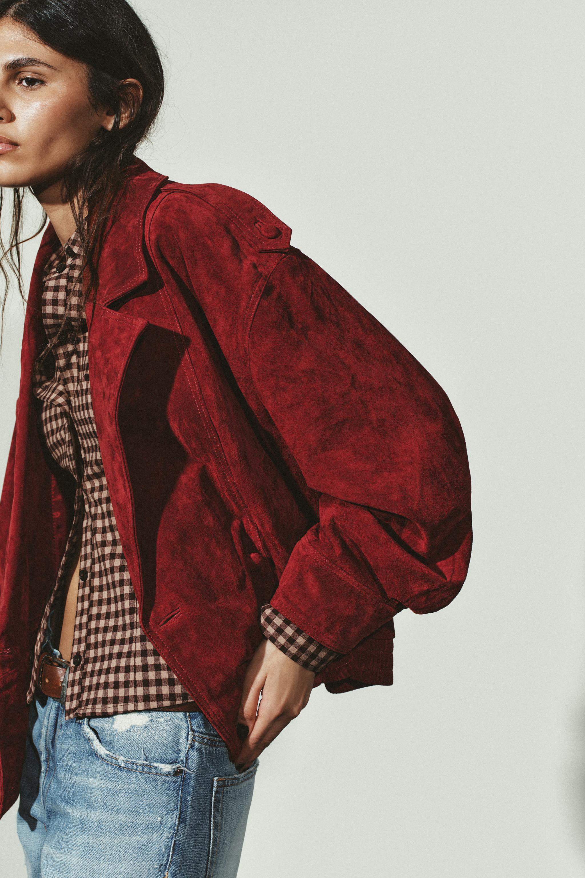 100% SUEDE LEATHER JACKET WITH TABS | Zara UK