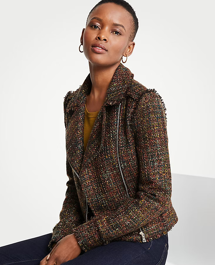 Fringe Tweed Moto Jacket | Ann Taylor (US)