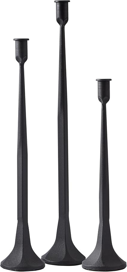 Iron Taper Candle Holder Set of 3, Black Candlestick Holders 19.3”17” 14” Heightening Decor... | Amazon (US)
