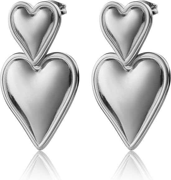 Kenivira Ohrringe Gold Herz Tropfen Ohrringe Doppel Herz Dangle Ohrringe für Frauen Mädchen | Amazon (DE)