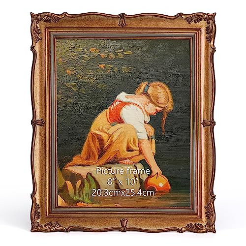 PHAREGE Vintage Picture Frame 8x10 Bronze, 8 by 10 Ornate Decorative Antique Frame with Mat for 5... | Amazon (US)