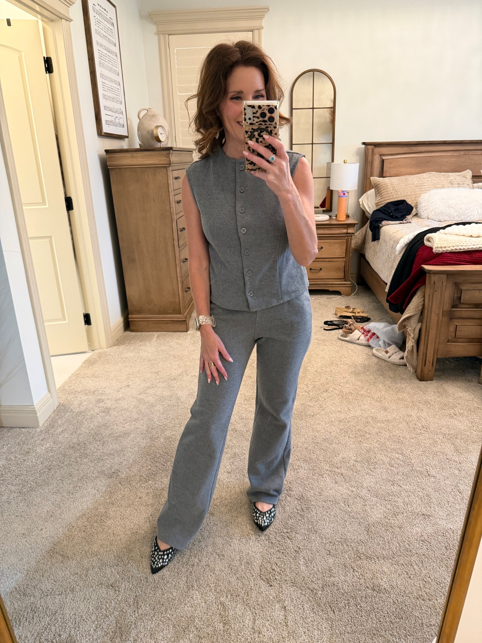 Loving this grey brushed set paired with bedazzled black flats for an easy, polished look.

#LTKFindsUnder100 #LTKootd #LTKOver40