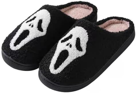 Unisex Halloween Slippers Spooky Ghost Slippers Cute Cozy Warm Plush Slip-On House Indoor and Out... | Amazon (US)