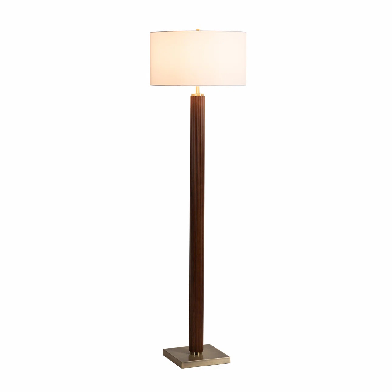 Tambo Floor Lamp -  Weathered Brass, White linen Shade, Dimmer | Wayfair North America