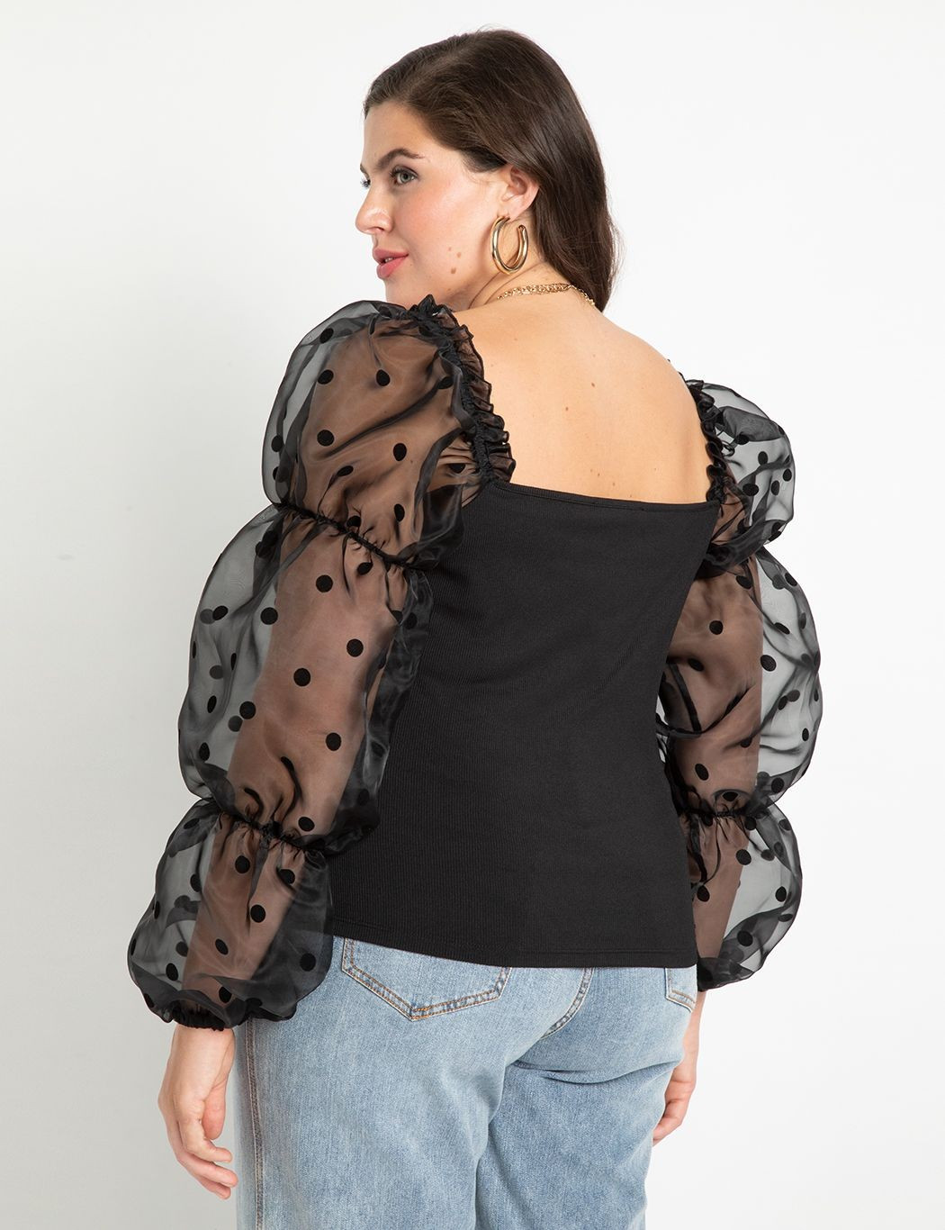 Flocked Organza Sleeve Top | Eloquii