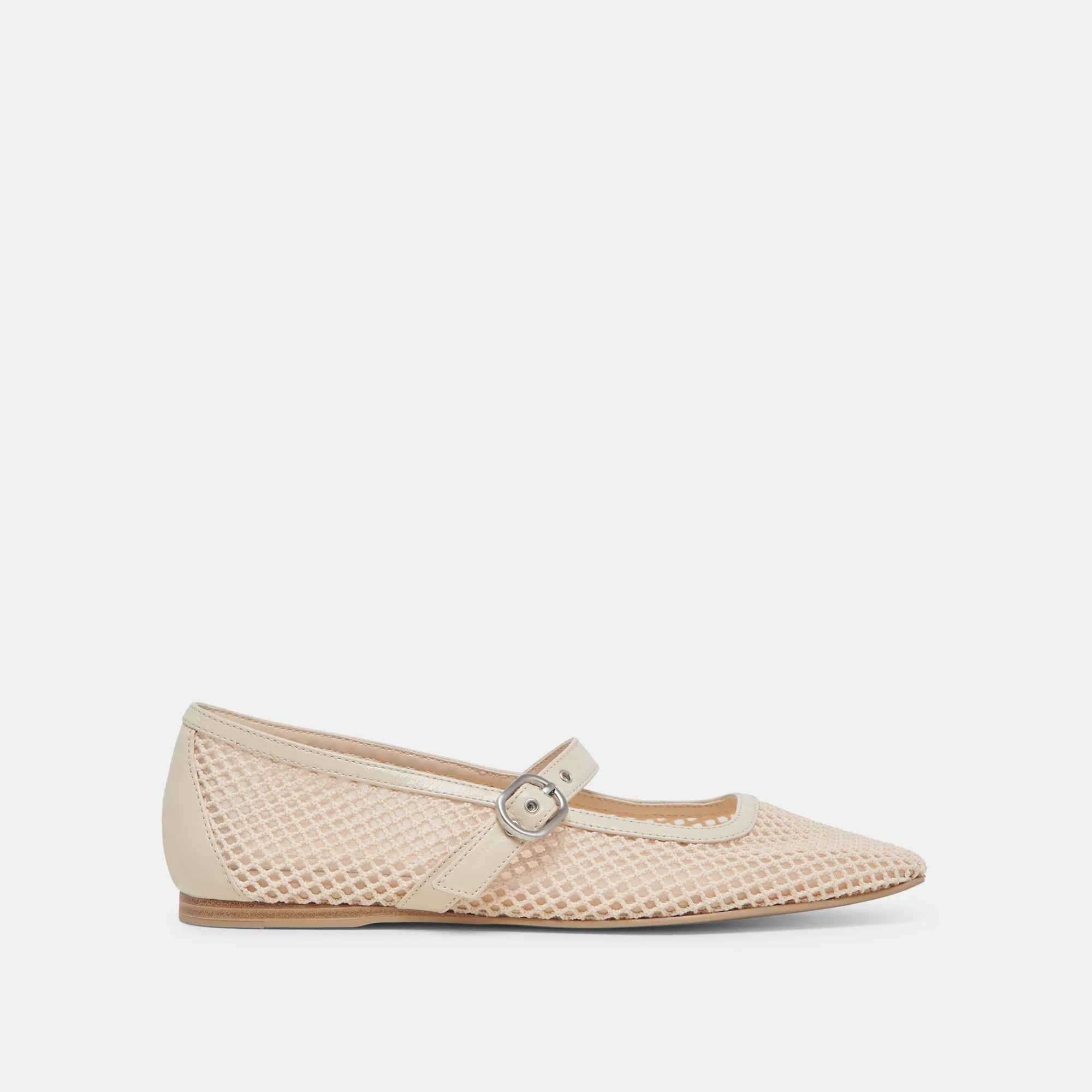 RODNI MESH BALLET FLATS CREME WOVEN MESH | DolceVita.com