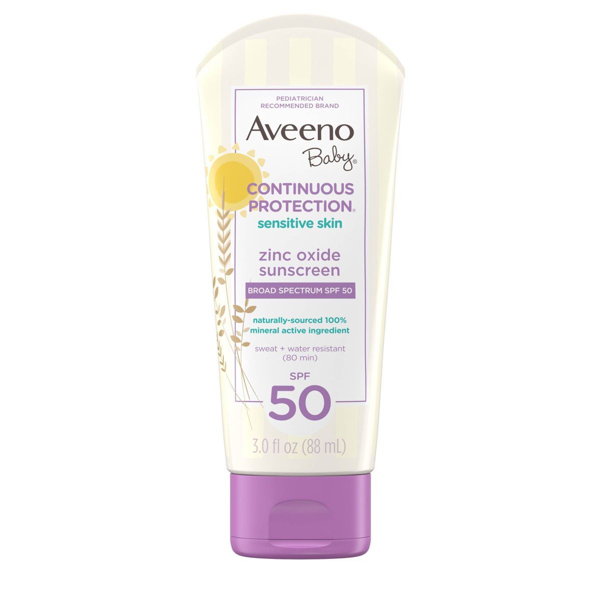 Aveeno Baby Continuous Protection Sensitive - Zinc Oxide with Broad Spectrum Skin Lotion Sunscree... | Target