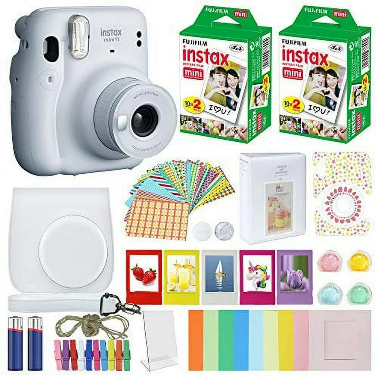 Fujifilm Instax Mini 11 Instant Fuji Film Camera Ice White + 40 Film Deluxe Bundle | Walmart (US)
