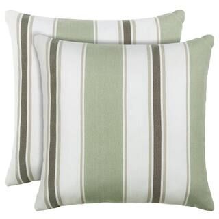 Sunbrella Green Striped Outdoor Bolster Pillow with Inserts 2-Pack P712-PILLO-GREE - The Home Dep... | The Home Depot
