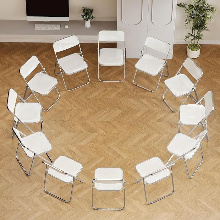 JPBSTO 12 Pack White Plastic Folding Chairs - Bulk Value Stackable for Wedding Banquet, Event Ren... | Amazon (US)