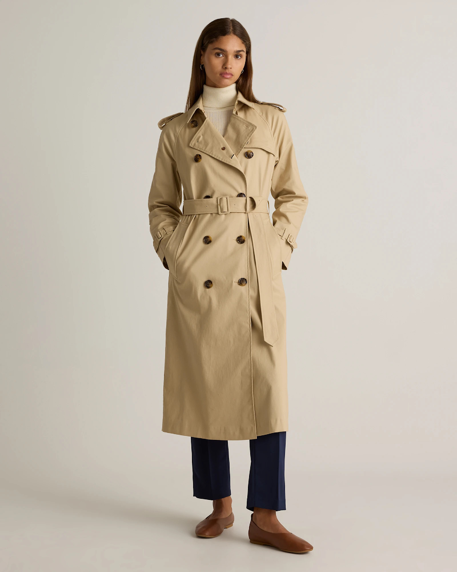Comfort Stretch Long Trench Coat | Quince