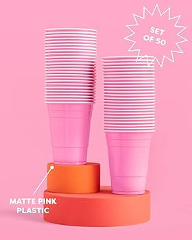 xo, Fetti Party Decorations Pink Plastic Cups - 50 Matte Disposable 16 oz Cups | Bachelorette Par... | Amazon (US)