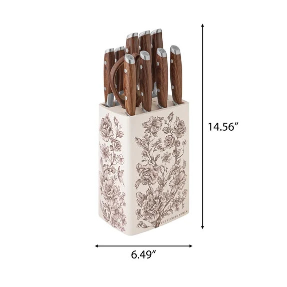 The Pioneer Woman 11 Pieces Knife Set with Decal Block Stainless Steel Knives, Forged,Brown Agath... | Walmart (US)