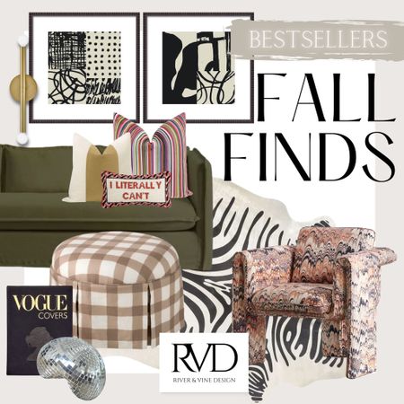 Fall is here (even in Florida) and it is our FAVORITE time of year! Things get a little moodier, a little cozier, and for us that is A LOT more fun! We are always on the look out for the latest trends, and we are sharing our top fall finds! This look has an edge to it, with this fabulous zebra hide rug, Urban Outfitters accent chair, and an Artfully walls diptych. What are you waiting for?! Get your house ready for the holidays with our favorite finishing pieces! 
.
#shoprvd #urbanoutfittershome #greenvelvetsofa #zebrahiderug #littledesignco #gingham #eclecticinteriors #eclecticdesign #skirtedottoman 

#LTKstyletip #LTKunder50 #LTKhome