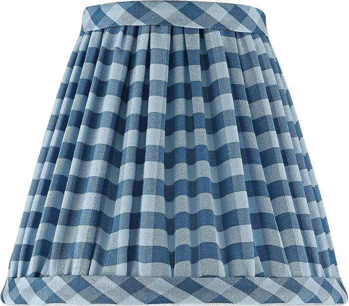 Gingham Mini Navy Plaid Pleated Cotton Clip-On Empire Shade (3x6x5) | Amazon (US)