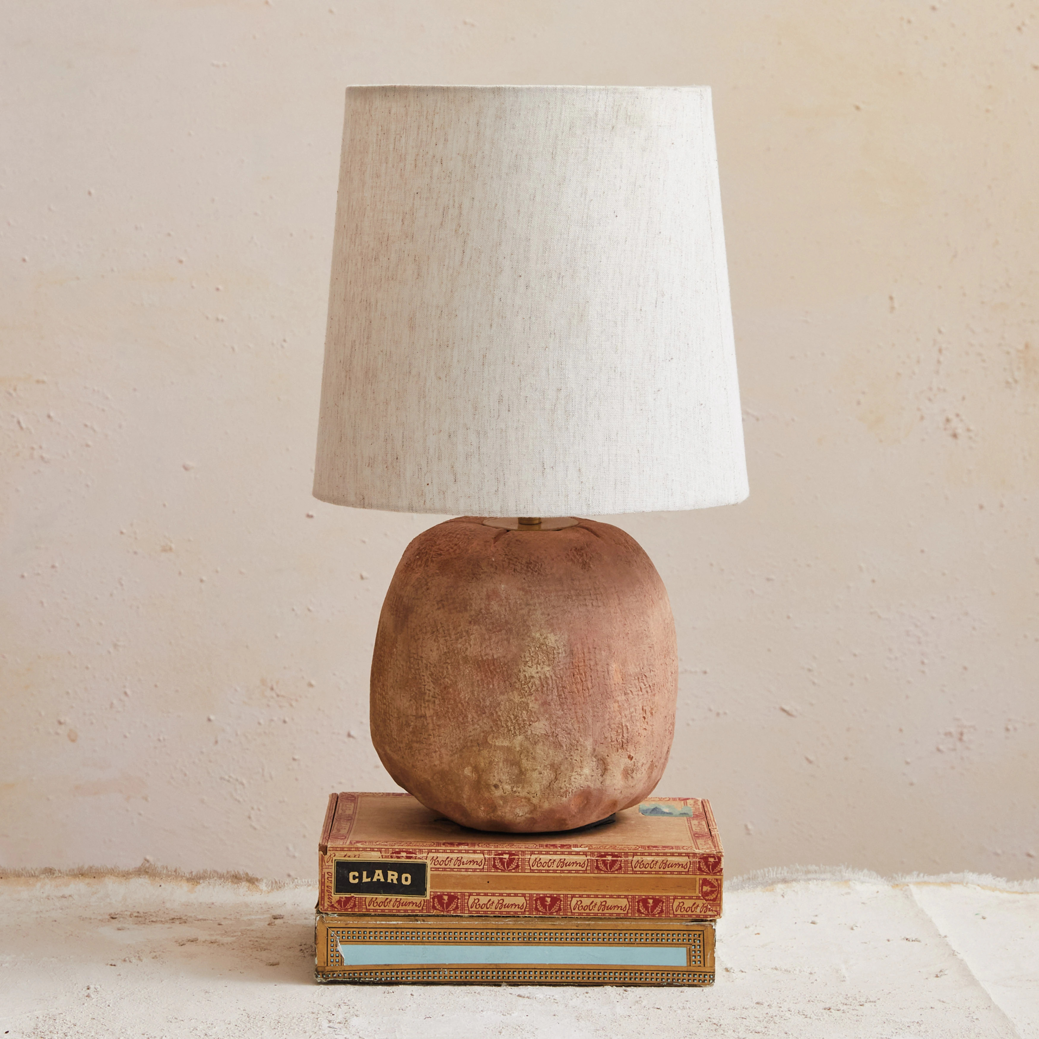 Terra-cotta Table Lamp with Cotton Shade - 9.5"L x 9.5"W x 16.0"H | Bed Bath & Beyond