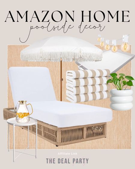 Amazon poolside decor | Amazon home | Amazon finds | Amazon patio decor | Amazon pool chaise lounge | Amazon white fringe umbrella | Amazon summer decor 

#LTKFindsUnder100 #LTKHome #LTKSeasonal
