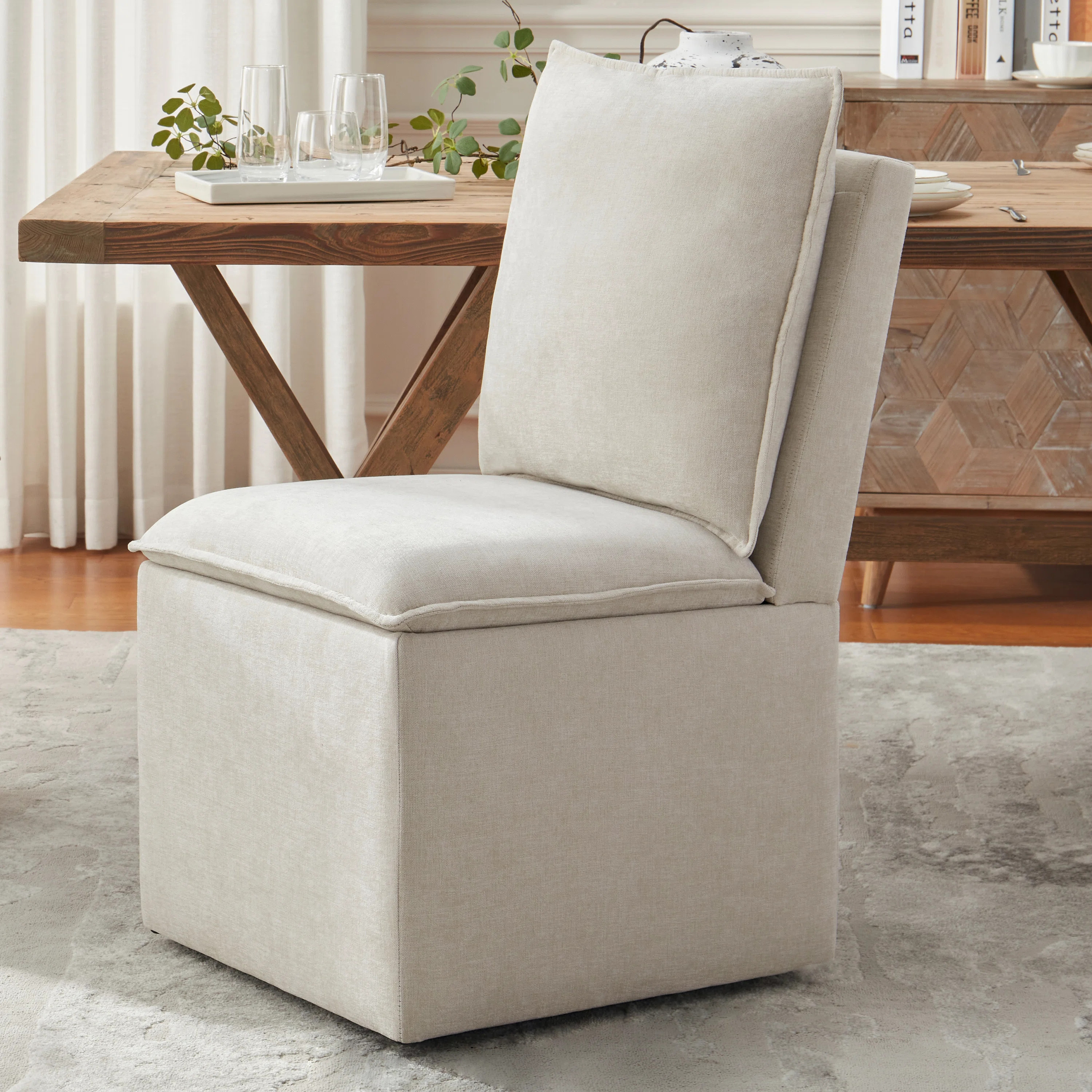 Upholstered Storage Side chairs With Casters | Wayfair North America