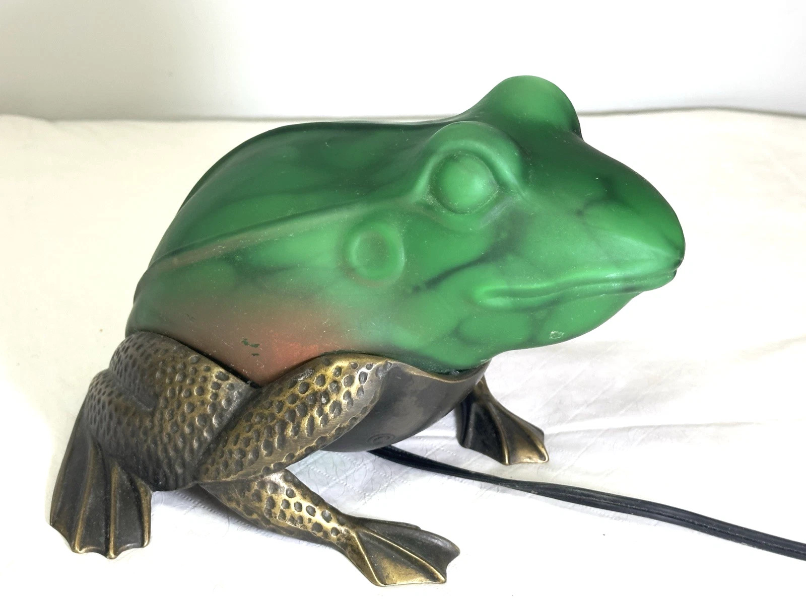 Vtg C. Sadek Frog Table Lamp Night Light 1996 Glass & Brass | eBay US