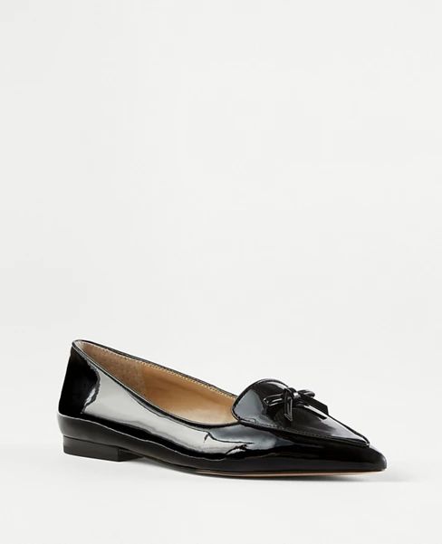 Bow Patent Leather Pointy Loafer Flats | Ann Taylor (US)