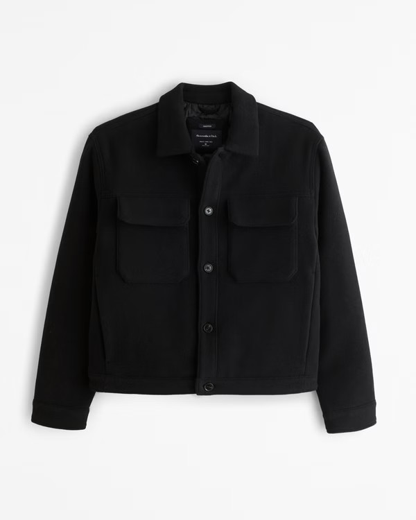 Cropped Dressy Trucker Jacket | Abercrombie & Fitch (US)